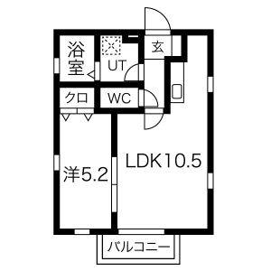 1LDK 間取り図