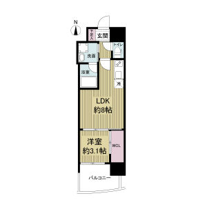 1LDK 間取り図
