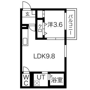 1LDK 間取り図