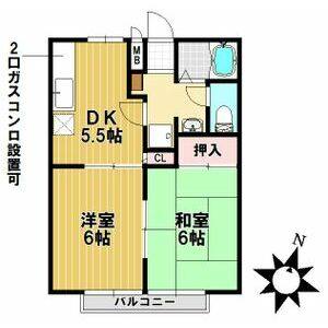 2DK 間取り図