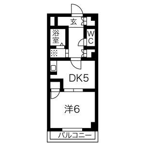 1DK 間取り図
