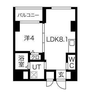 1LDK 間取り図