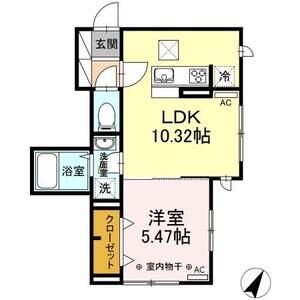 1LDK 間取り図