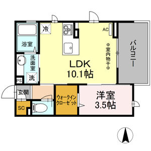 1LDK 間取り図