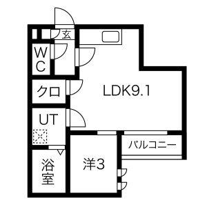 1LDK 間取り図