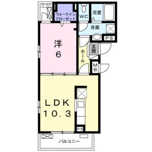 1LDK 間取り図