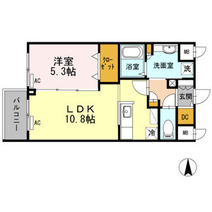 1LDK 間取り図