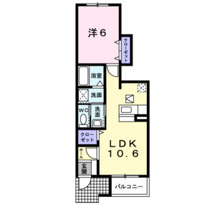 1LDK 間取り図
