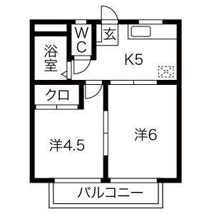2DK 間取り図