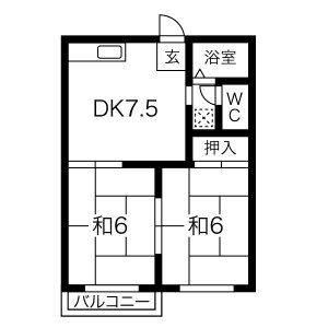 2DK 間取り図