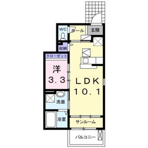 1LDK 間取り図