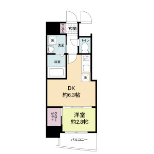 1DK 間取り図
