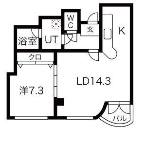 1LDK 間取り図