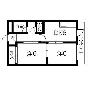 2DK 間取り図