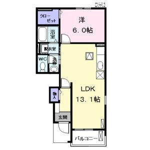 1LDK 間取り図