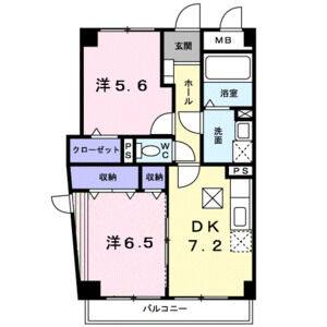 2DK 間取り図