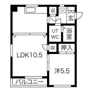 1LDK 間取り図
