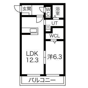 1LDK 間取り図