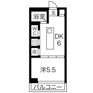 1DK 間取り図