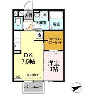 1DK 間取り図