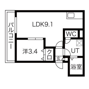 1LDK 間取り図