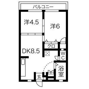 2DK 間取り図