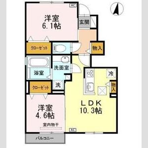 2LDK 間取り図