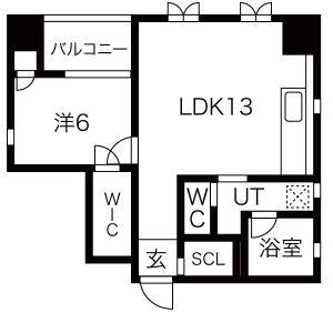 1LDK 間取り図
