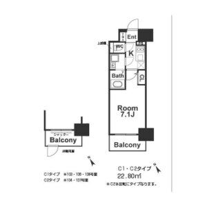 1K 間取り図