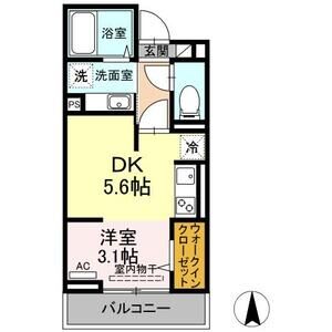 1DK 間取り図