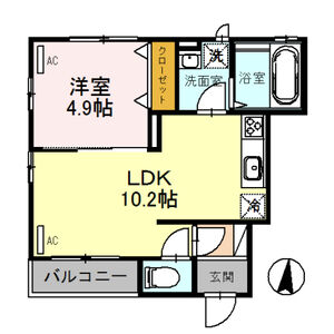 1LDK 間取り図