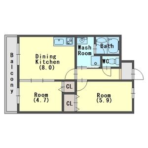 2DK 間取り図