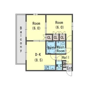 2DK 間取り図