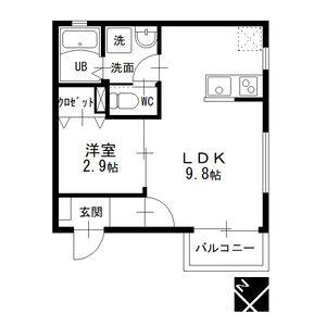 1LDK 間取り図