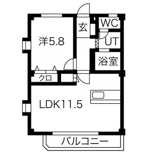 1LDK 間取り図