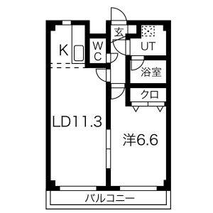 1LDK 間取り図