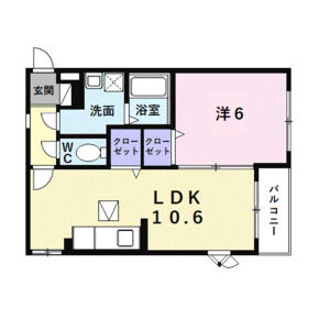1LDK 間取り図