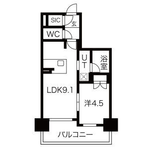1LDK 間取り図