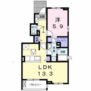 1LDK 間取り図