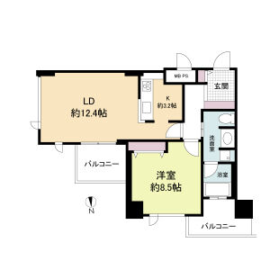 1LDK 間取り図