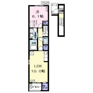 1LDK 間取り図