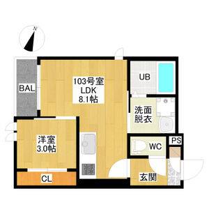 1LDK 間取り図