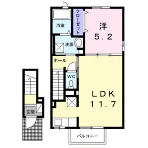 1LDK 間取り図