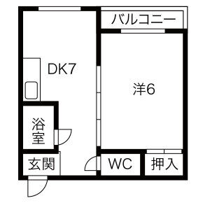 1DK 間取り図