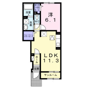 1LDK 間取り図