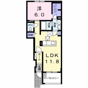 1LDK 間取り図