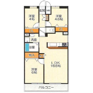 1K 間取り図