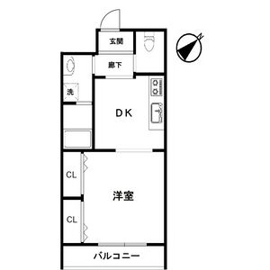 1DK 間取り図