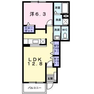 1LDK 間取り図