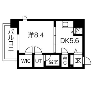 1DK 間取り図